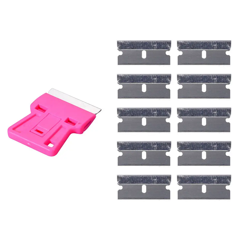 

EHDIS 1ps Car Styling Vinyl Tools Pink Foil Scraper with 10 Blades Scraper Glue Remover ,Adhesive, Stickers Decals Remove Tool