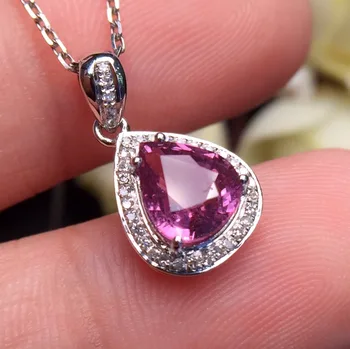 

Fine Jewelry Real 18K White Gold AU750 100% Natural Pink Sapphire 1.29ct Gemstones Pendants for Women Necklace