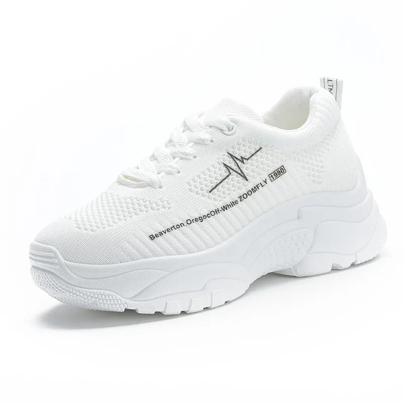 Women's casual shoes fashion breathable walking mesh lace-up shoes sports shoes female 2019tenis female black white