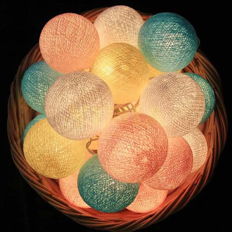 

YIMIA Battery Operated LED Cotton Balls Lights 20/set LED String Fairy Christmas Holiday Lights Garlands Home Wedding Decoration