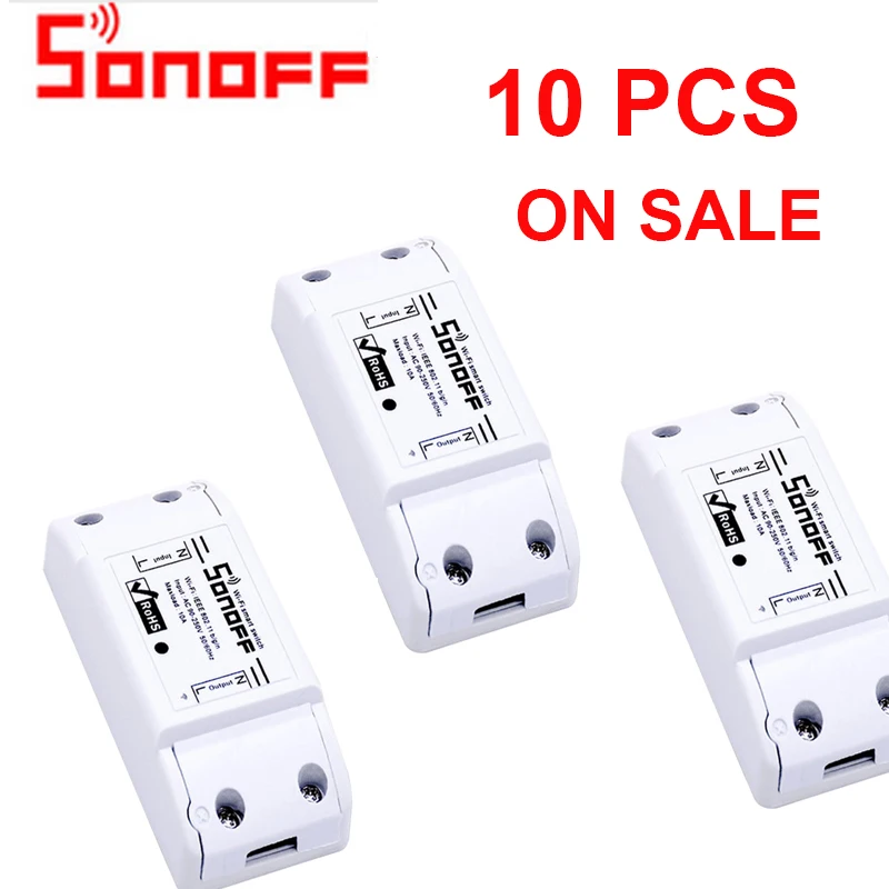 

10PCS Sonoff Basic Smart Home Wifi Switch Wireless Remote Control Light Timer Switch DIY Modules 10A/2200W via Ewelink HWC