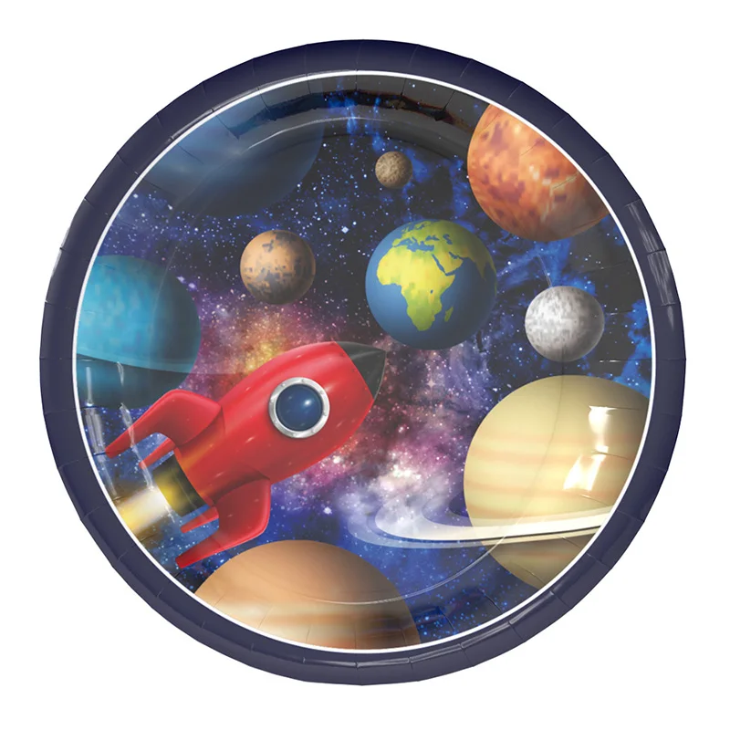 

6pcs/lot New Lovely Universe Planet Paper Plate Disposable Paperboard rocket Plate Birthday Dish for astronaut Birthday Supplies