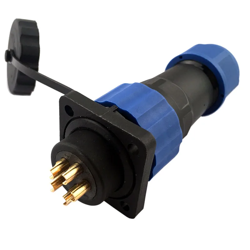 SP20 waterproof connector plug and socket with flange 4 hole IP67 2 3 4 5 6