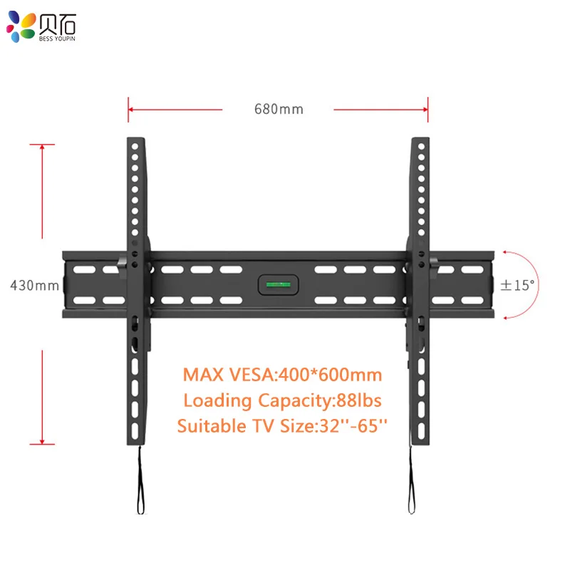 Наклон ТВ настенный кронштейн крепление ЖК монитор стенд держатель для 32-65 ''плоский экран ТВ s с VESA до 400*600 мм грузоподъемность 88 фунтов