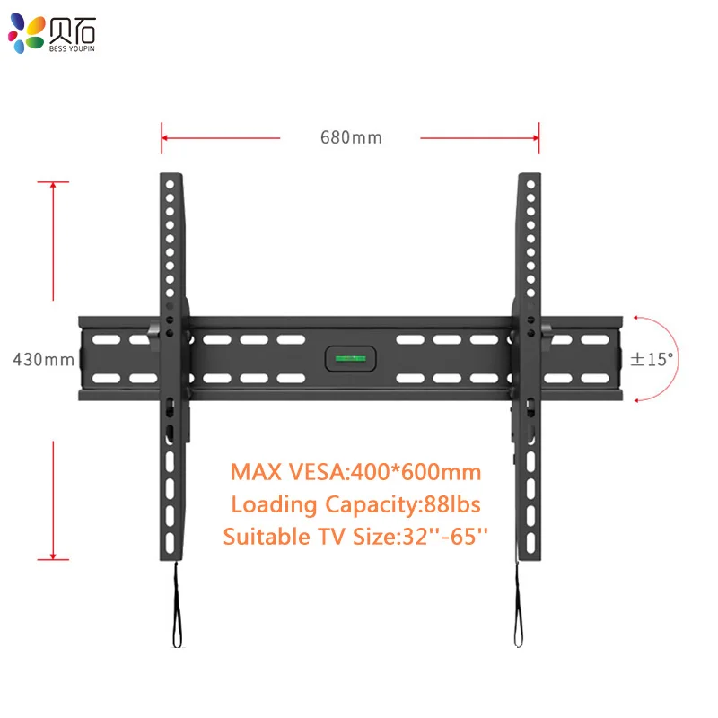 Tilt TV Wall Mount Bracket Low Profile for 32-65'' LED LCD Plasma Flat Screen TVs with VESA to 400*600mm Loading Capacity 88lbs Tilt TV Wall Mount Bracket Low Profile for 32-65'' LED LCD Plasma Flat Screen TVs with VESA to 400*600mm Loading Capacity 88lbs