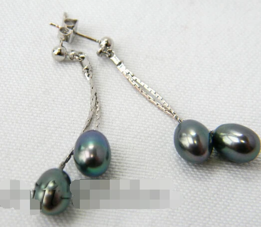 

FREE SHIPPING>>> free shipping 12803 Rice Black Freshwater Pearl Stud Earring