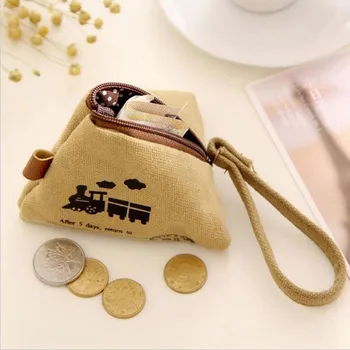 

New Creative Retro Coin Purse Cute Triangle Dice Canvas Bag Korean Fashion Print Wallet Large Capacity Purse Durable