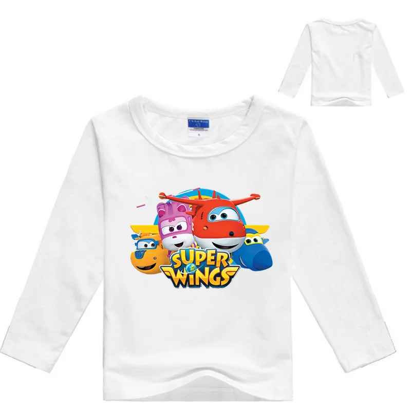 Новинка года, весенние детские футболки с длинными рукавами с рисунком Супер Крылья Nova/хлопковые топы для мальчиков, футболки для девочек, детская одежда Fille, костюм для малышей