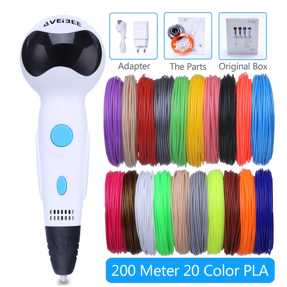 

New arrival 3d pen 3 d printing pen set with 100/200 meter pla plastic environmental filament lapiz 3d for kids art
