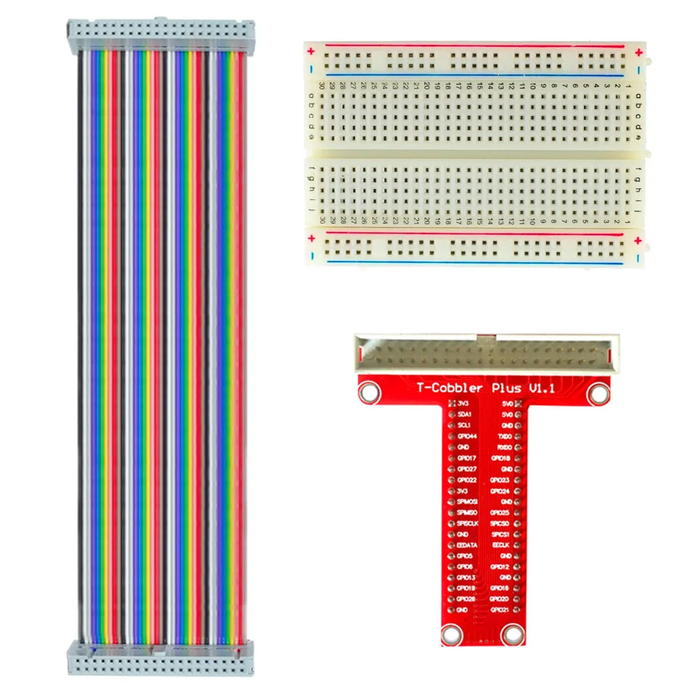 Raspberry Pi B type GPIO комплект/с 40 контактным ПЛОСКИМ КАБЕЛЕМ + макетная плата pinboard|kit