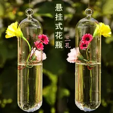 Модные прозрачные 3 отверстия один-труба ваза Домашний декор висит Стекло День Святого Валентина Террариум Искусственные цветы Свадебные украшения
