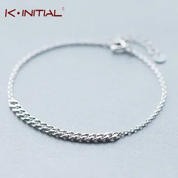 Kinitial 1Pcs 925 Silver Twist Chain Bracelet & Bangle Trendy Bracelet Jewelry Lady Men