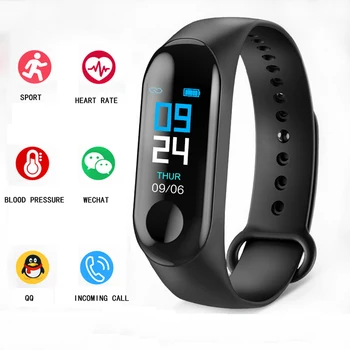 

M3plus Smart Bracelet Heart Rate Monitoring Sports Step M3 Color Touch WeChat QQ Call Record Multi-function Smart Bracelet