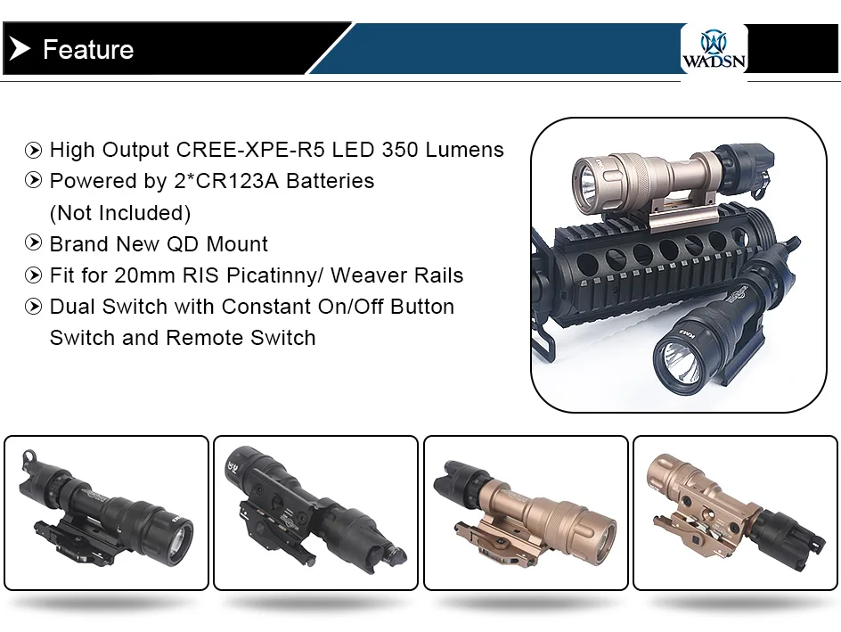 WADSN страйкбол Скаут светильник M952V стробоскоп QD быстросъемный Тактический винтовочный светодиодный светильник для вспышки крепление WEX192 Softair оружейный светильник s