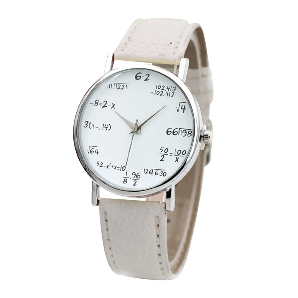 

Ladies Watch Fashion Math Function Pattern Leather Band Alloy Analog Quartz Vogue Watch Wrist Watches For Women Reloj Mujer 30X