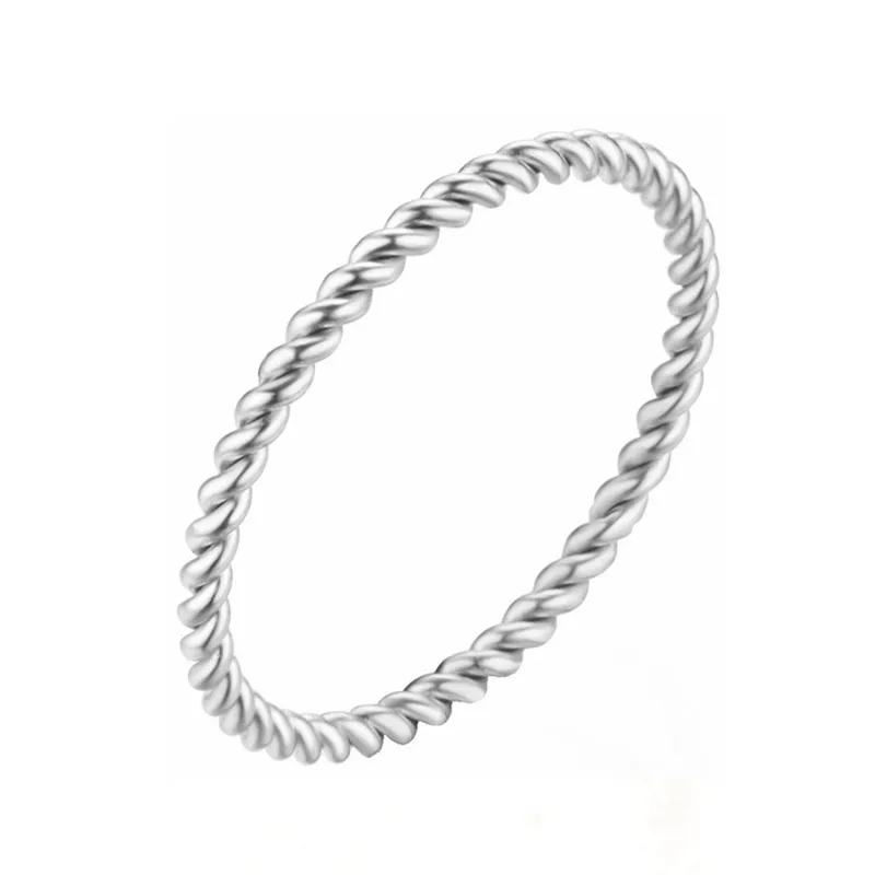 Круглые Кольца для женщин 1,5 мм, тонкое розовое золото/серебро/золото, скрученная веревка, свадебные кольца, бижутерия из нержавеющей стали