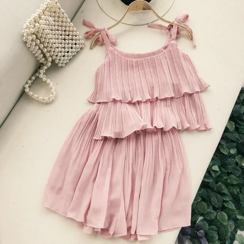 

MUMUZI Women Outfits 2019 Pleated red suit holiday strapless spaghetti tops and elastic waist wide leg shorts two-pieces set