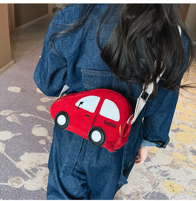 Модный Детский вельветовый кошелек на молнии с мультяшным автомобилем, сумка-мессенджер для мальчиков, милый мини-кошелек, Детские аксессуары, сумка для девочек