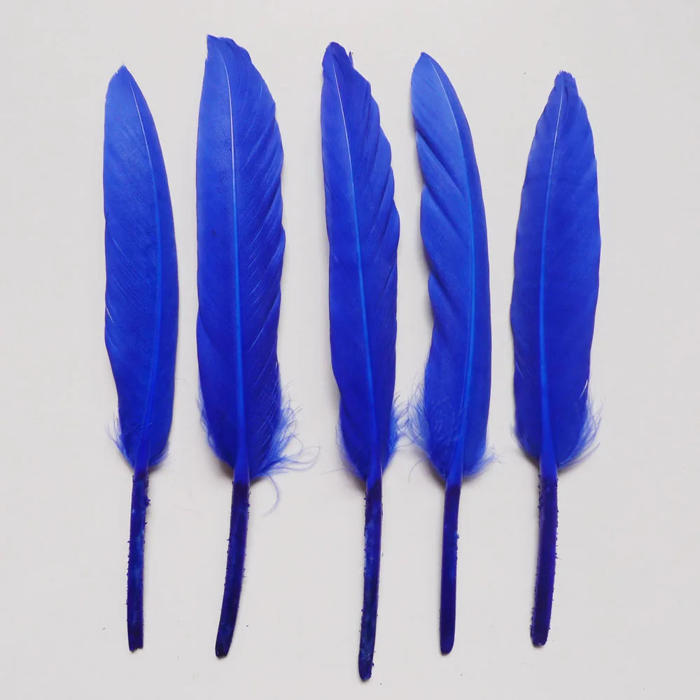 11 цветов 25/50/100 шт 10-15 см "сделай сам" Гусиные перья для ремесел аксессуары и украшения плавающий шлейфа гусиных перьев - Цвет: Blue