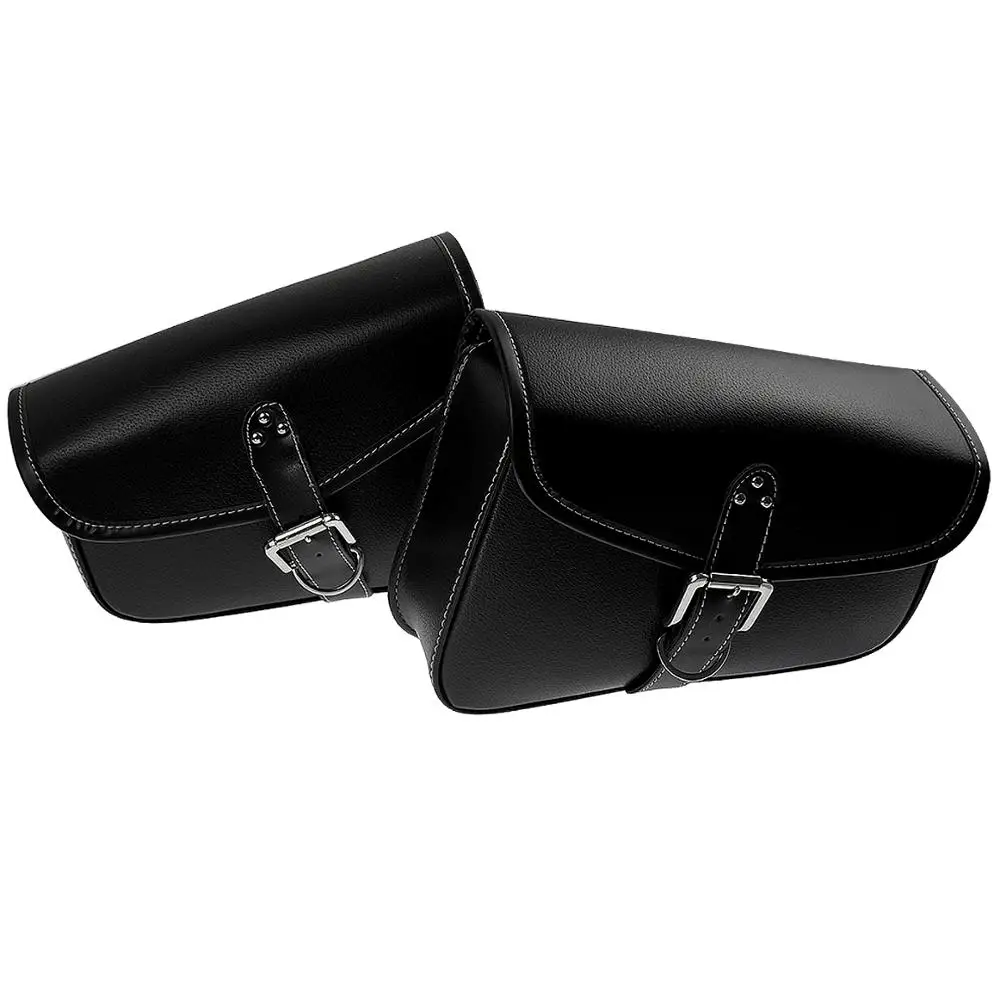 Black Motorcycle Saddle bags PU Leather Bag SaddleBags Side Tool Bags