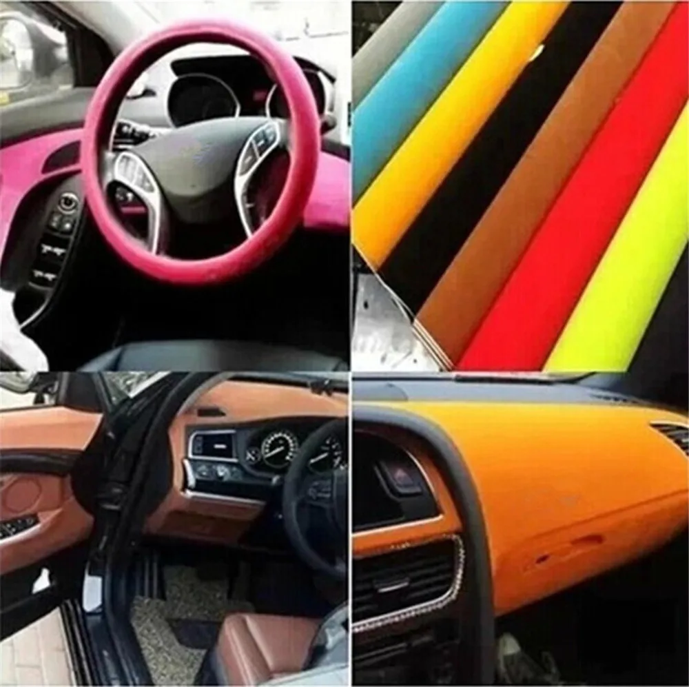 

1.35x15m Suede Fabric Film Car Body Wrap Film DIY Design Car Interior Decoration Air Bubble Free Adhesive Stickers Muti-color