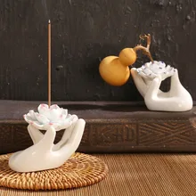 Керамическая курильница для благовоний, лотоса, бергамота, чайный домик, кофейня, романтическая свеча, Буддийские принадлежности, благовония, вилка для домашнего декора