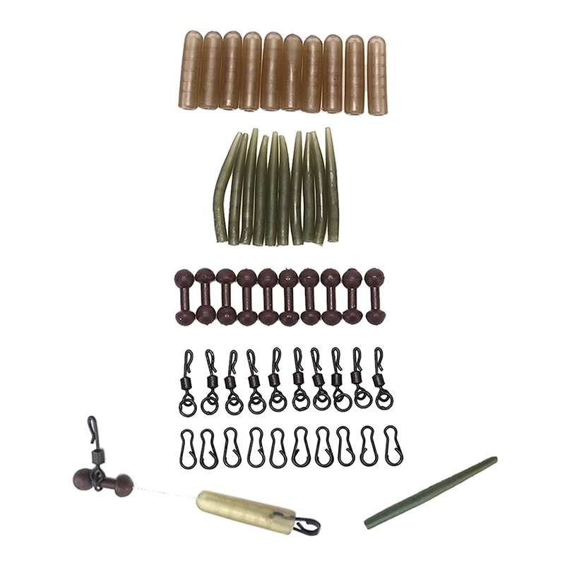 

50pcs/set Carp Fishing Chod Rig Safety Sleeves Lead Clips Slide Heli Rigs Coarse Carp Fish Tackle Accessories