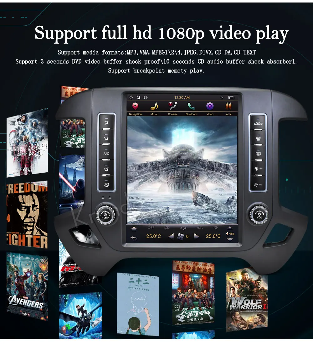 Excellent Krando Android 8.1 12.1" Tesla style Vertical car radio For Chevrolet Silverado and GMC Sierra 2014-2018 navigation player 13