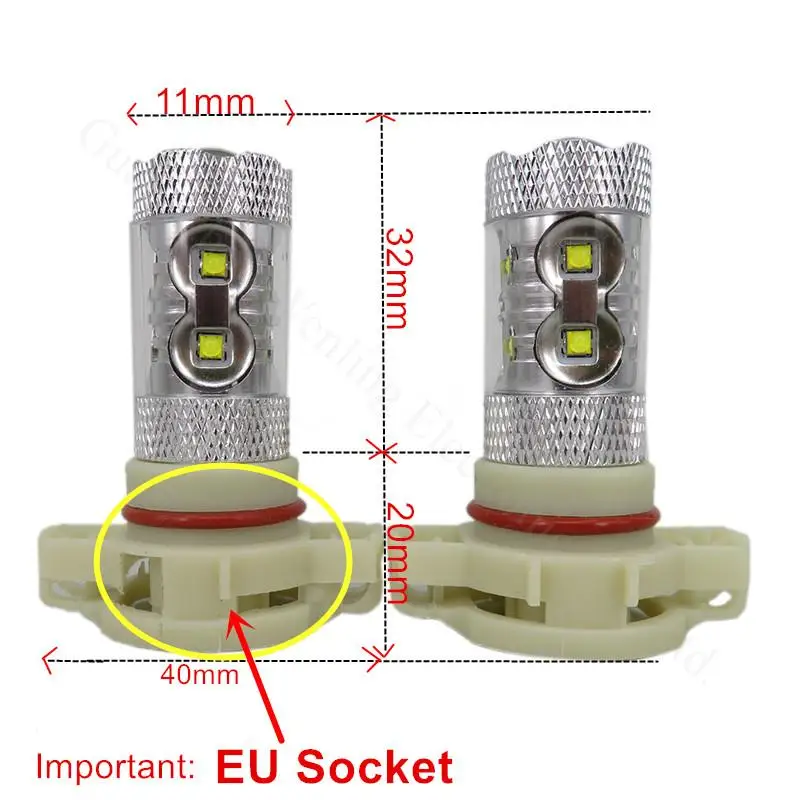 Luzes da ue Carro Branco Levou 5202 Ps24w Wljh 60 w Lente Chip Drl Driving Fog Lâmpada Luz 1000lm 10 V-30 v 2x H16 2 High Quality Automóveis e motos