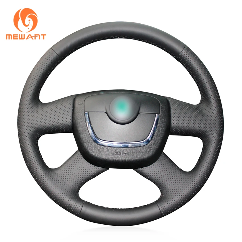 Чехол на руль из черной искусственной кожи для Skoda Octavia 2009-2013 Citigo 2011-2012 Roomster Fabia