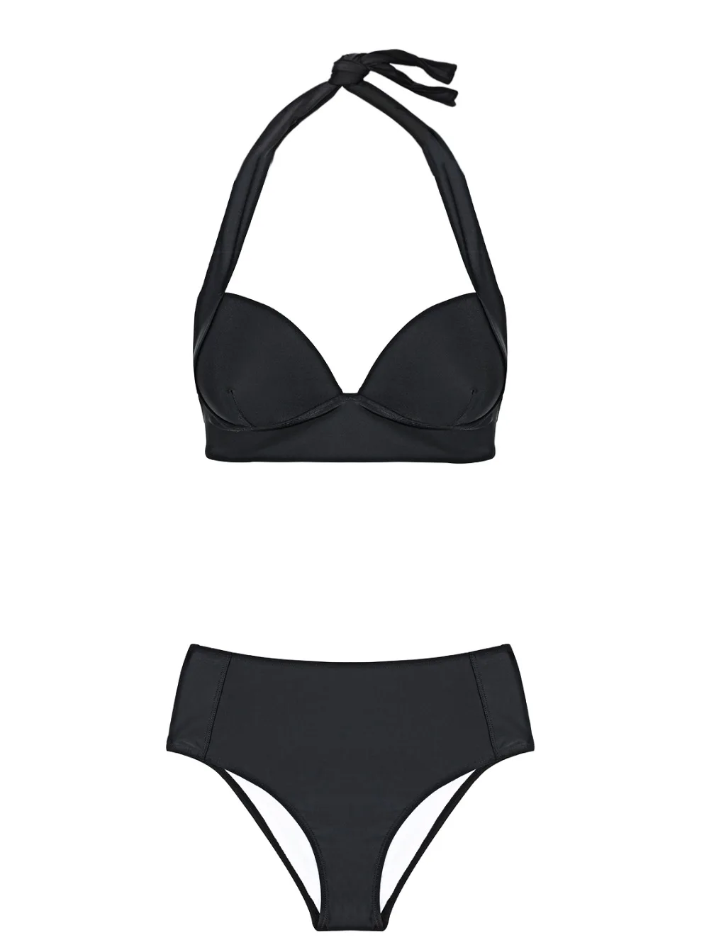 Halter high waist bikini women 2018 Push up plunge swimsuit solid sexy vintage swimwear female Sport bathing suit red bikini set HTB1T9Kcdf9TBuNjy0Fcq6zeiFXac - Halter high waist bikini women 2018 Push up plunge swimsuit solid sexy vintage swimwear female Sport bathing suit red bikini set