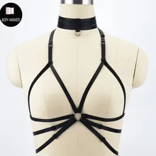Бюстгальтер для женщин, черный, фетиш, клетка, бюстгальтер для тела, бондаж, белье, боди, укороченный топ, жгут тела, ожерелье готика, сексуальный пояс