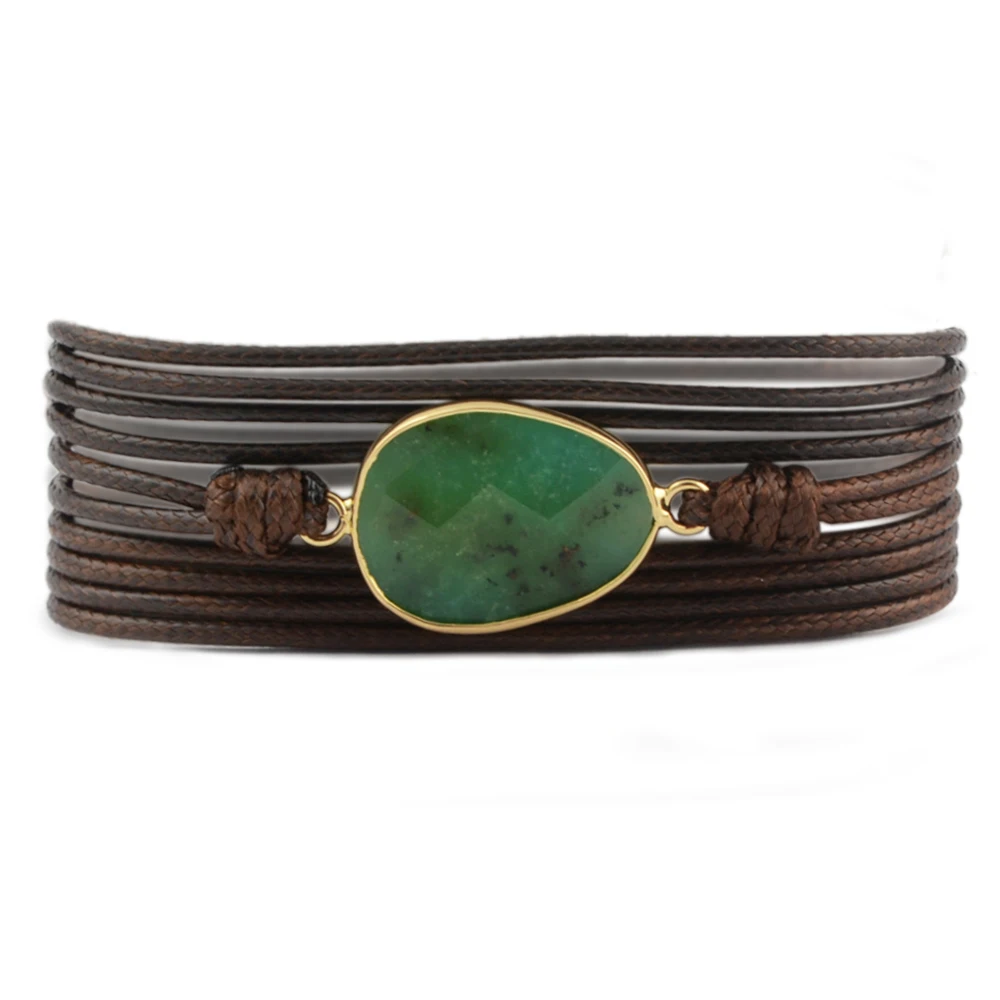 Дропшиппинг Wrap Браслеты натуральные камни Шарм 5 раз браслет дружбы Boho Homme