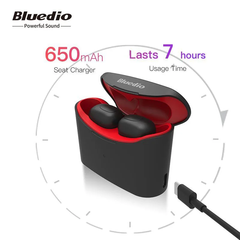 Bluedio, беспроводные наушники T-elf, TWS, спортивные, bluetooth, вкладыши, гарнитура с микрофоном, зарядная коробка для мобильного телефона, музыка