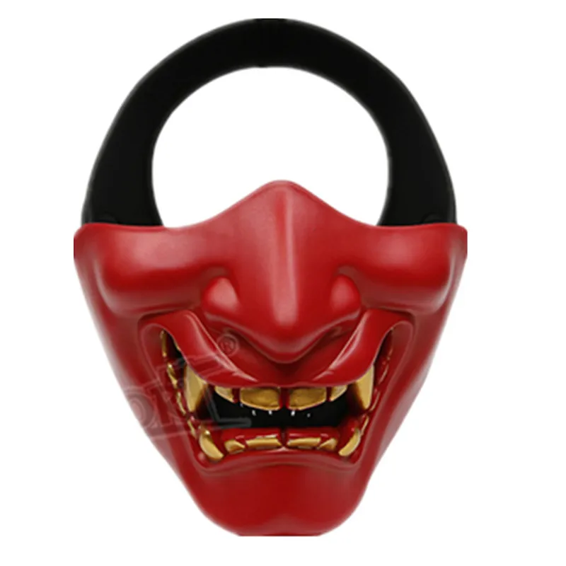 Тактическая Маска на половину лица CS косплей костюм черный злой Монстр Самурай хання они страшные маски Хэллоуин - Цвет: Style-4