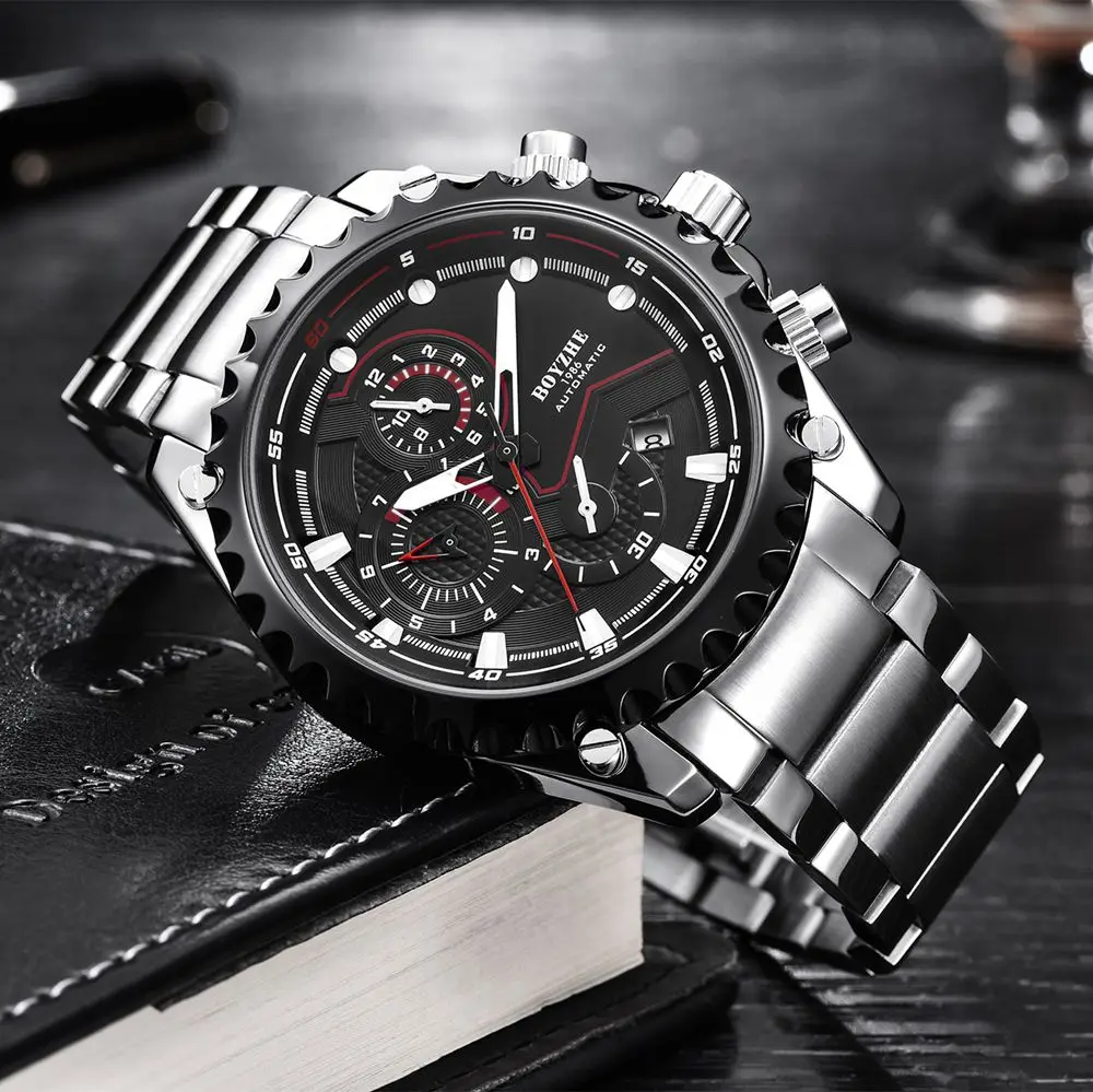 

Fashion Luxury Brand Mechanical Watch Men Stainless Steel Automatic Business Watch Men Clock relogio masculino relojes hombre