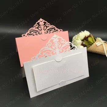 

50pcs Laser Cut Lace Crown Place Name Seat Card Wedding Invitation Card Birthday Party Invitation Table Decoration