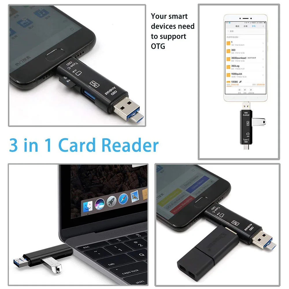 Adaptateur Lecteur Carte SD/TF 6 En 1 – Ports USB-A Et USB-C | Transfert Simultané, Plug & Play | Pour PC, Mac, IPhone, Android