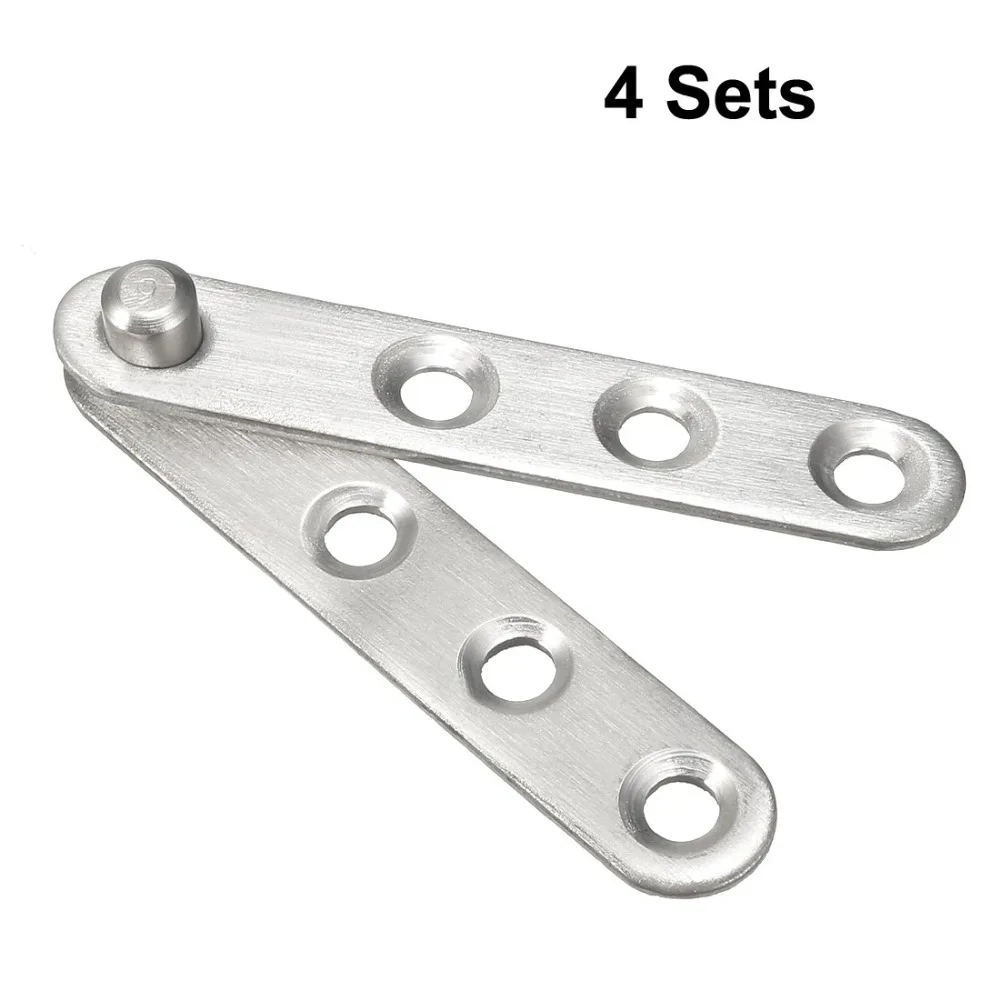 Stainless Steel Hinges 5 Sets 4 sets Stainless Steel 360 Degree Rotating Door Pivot Hinge 60mm x 11mm Brushed Silver