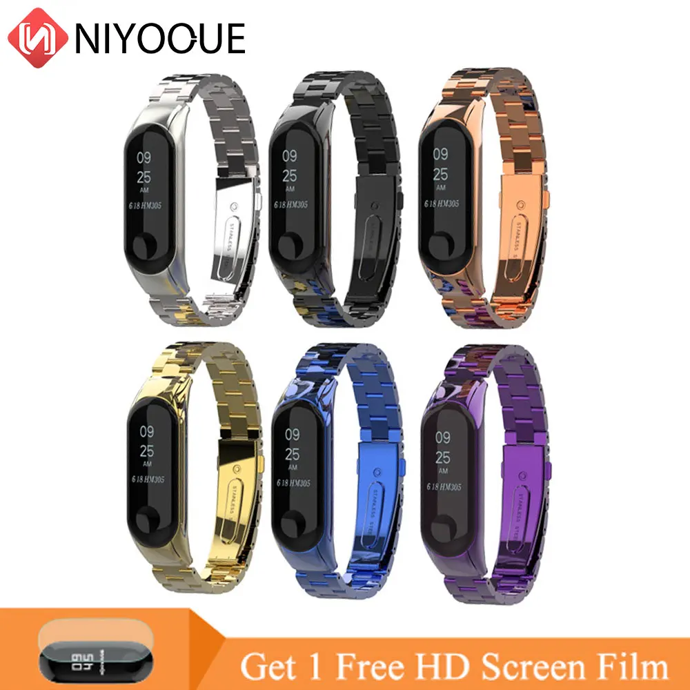 Браслет NIYOQUE для Xiaomi Miband 3 4 Цветной силиконовый сменный ремешок mi Band аксессуары