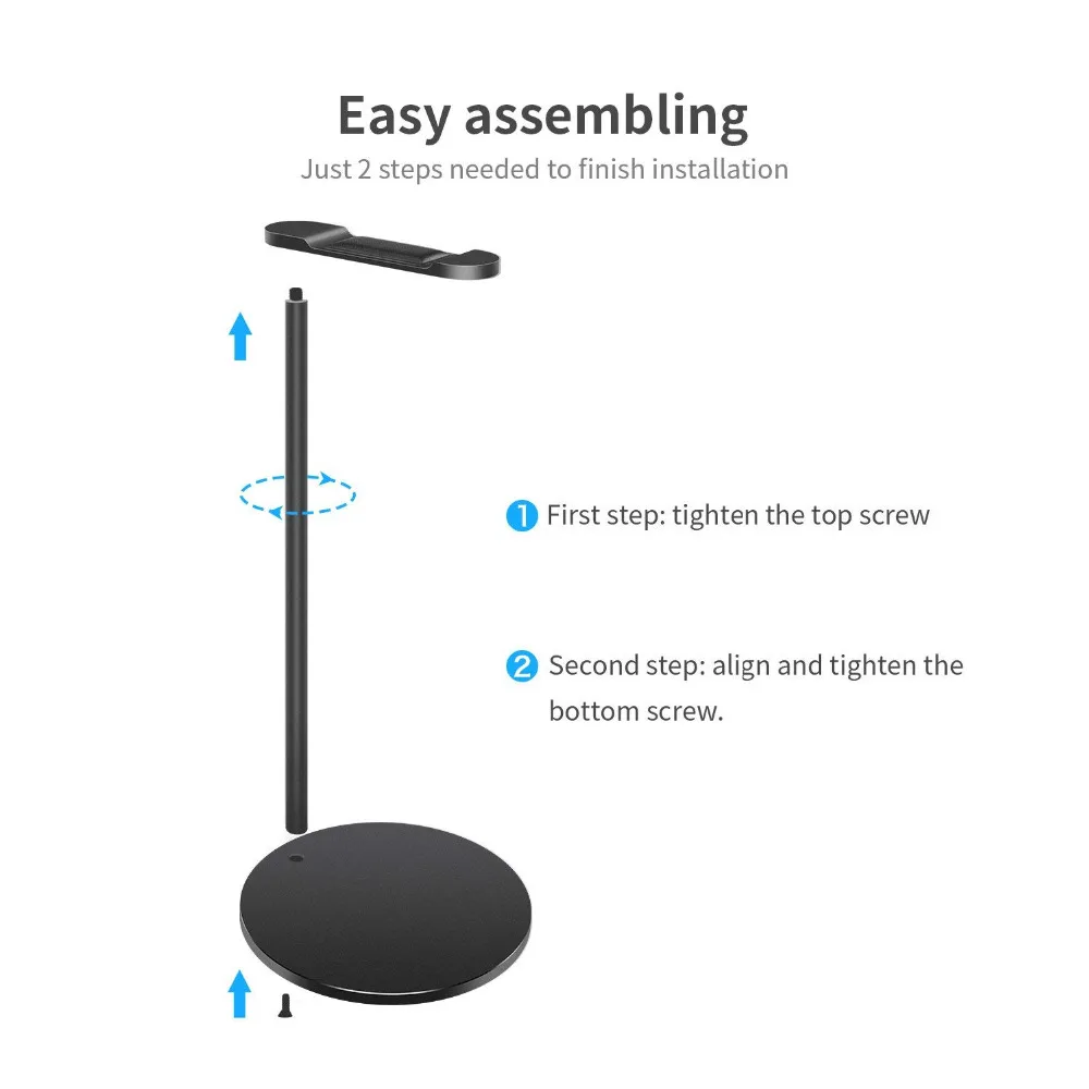Headphone Stand Headset Holder New bee Universal Aluminum Alloy Headset Stand Hanger for All Headphone Sizes Black 