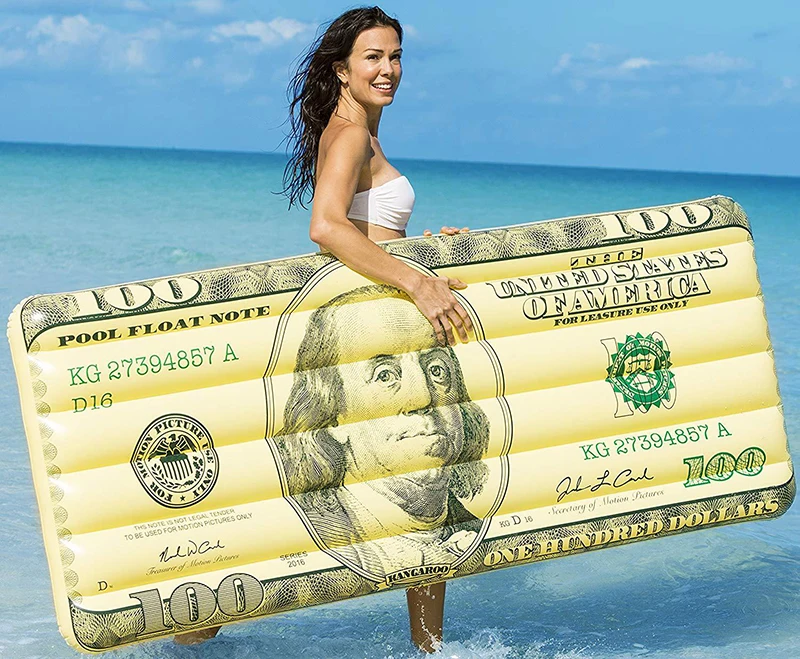US$100 Dollar Pool Float 180cm Giant Lie-on Floating Raft Inflatable Lounger Swimming Ring Air Mattress Water Fun Outdoor Toys US$100 Dollar Pool Float 180cm Giant Lie-on Floating Raft Inflatable Lounger Swimming Ring Air Mattress Water Fun Outdoor Toys