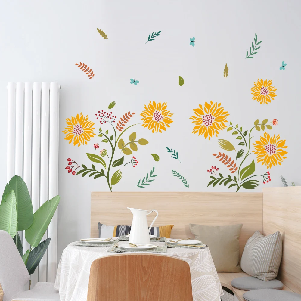 

Sunflowers Wall Stickers For living room Decoration DIY Removable Wall Decal Home Decor QT765KJ-4MB