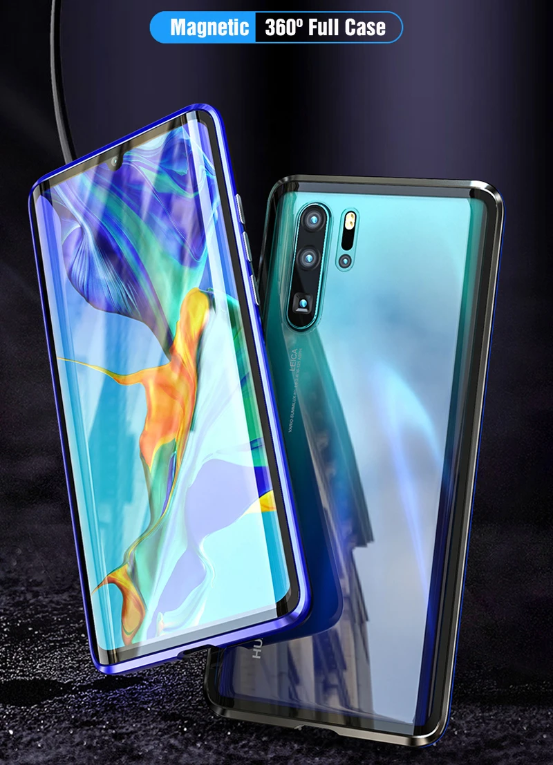 Для huawei P30 Pro Магнитный чехол 360 двухсторонний закаленное стекло чехол для huawei mate 20 Pro P20 Pro P Smart Z металлический бампер чехол