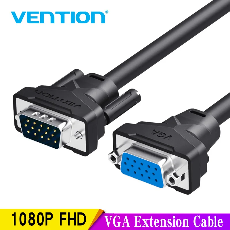 Vention Удлинительный кабель VGA, 1 м, 1,5 м, 2 м, 3 м, высокое качество, мужской и женский кабель, удлинитель, VGA кабель для компьютера, проектора, монитора