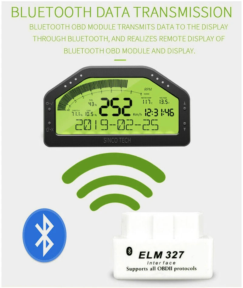 9 в 1 дисплей гонки Bluetooth Полный сенсор комплект приборной панели ЖК-экран ралли калибровочный Тахометр DO903