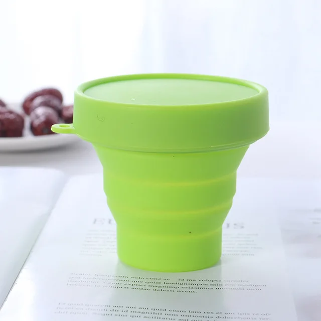 1 шт., портативная силиконовая складная чашка для воды, карамельный цвет, силиконовые дорожные складные чашки для путешествий, походов на открытом воздухе, посуда для напитков - Цвет: green