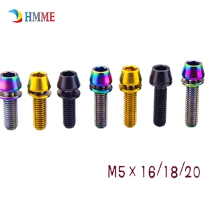 Титановые болты, винты, шток, тормоза M5 X 16 мм, M5 * 18, M5x20, выделяют черный цвет, конусная головка с креплением Ti, 4 шт. - изображение