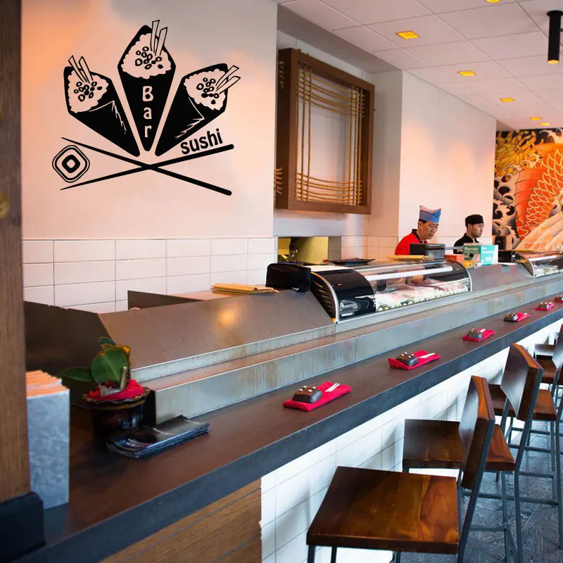 Sushi Japanese Restaurant Shop Business Kitchen Wall Sticker Bar Sushi Food Store Vinyl Decal Murals DIY K57