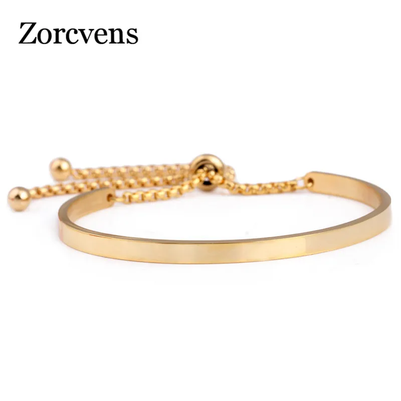 ZORCVENS модные браслеты из нержавеющей стали для женщин Регулируемый браслет из цепочек из нержавеющей стали